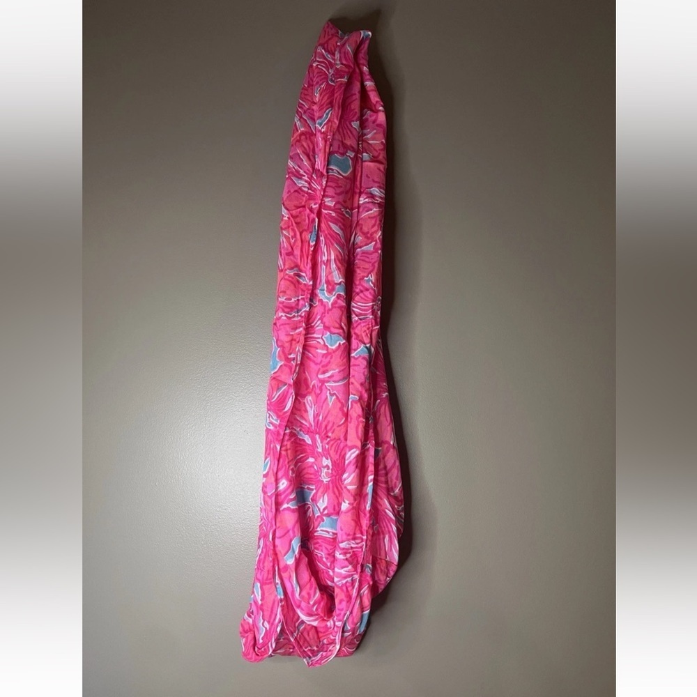 Lilly Pulitzer Riley Loop Infinity Scarf – Pink & Blue Floral Print – 100% Rayon - Picture 5 of 5